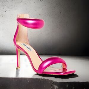 Steve Madden Partay Ankle Strap Stiletto Dress Sandals Womens 7 Pink Metallic